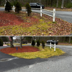 Displayed in this image is our exceptional leaf clean-up service in action in Milford, PA. Our skilled team diligently removes leaves and debris, leaving your outdoor space immaculate and ready for the season. Count on us for professional leaf removal, seasonal clean-up, and comprehensive property maintenance solutions.