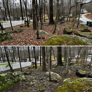 Captured in this image is our meticulous leaf clean-up service in action in Matamoras, PA. Our dedicated team works diligently to remove leaves and debris, ensuring your outdoor space remains pristine and inviting. Count on us for professional leaf removal, seasonal clean-up, and comprehensive property maintenance solutions tailored to your needs.